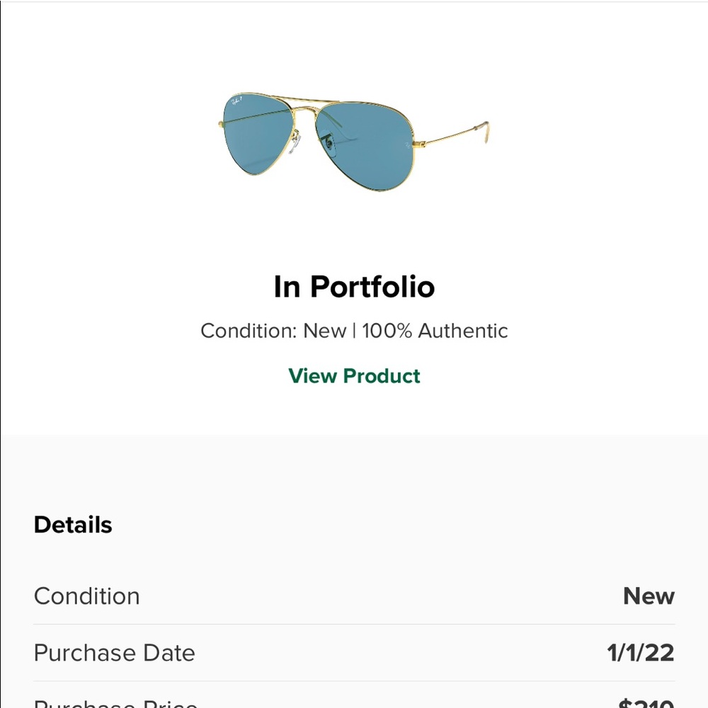 Authentic Ray ban aviator matte blue and gold